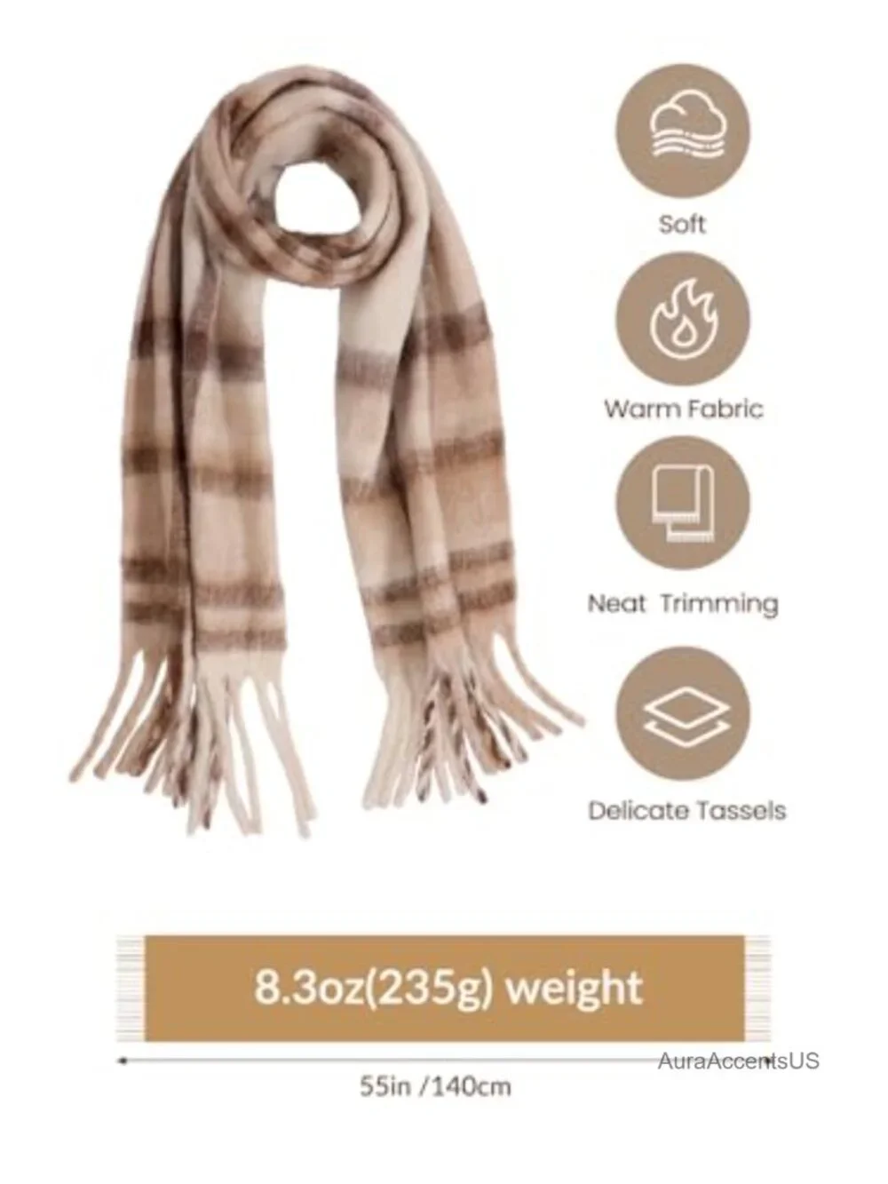 Vintage Mohair Scarf Shawl Wrap Cashmere Feel Blanket Pashmina Winter Women